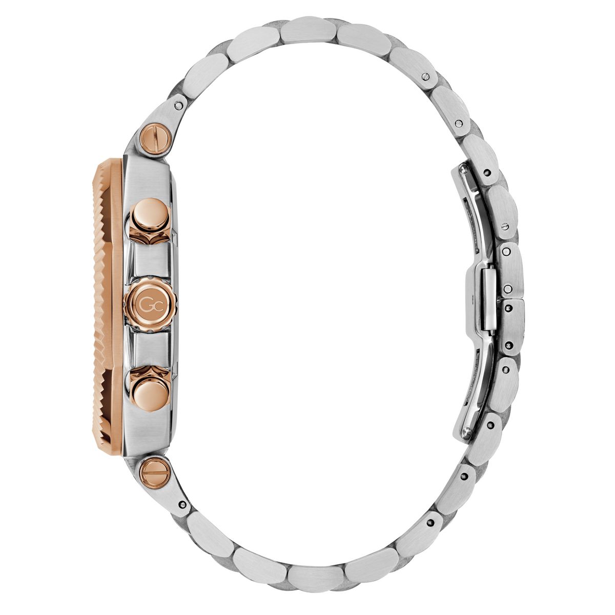 Gc Atlas Chrono Metal Men Watch Silver & Rose Gold Stainless Steel Bracelet Z66002G7