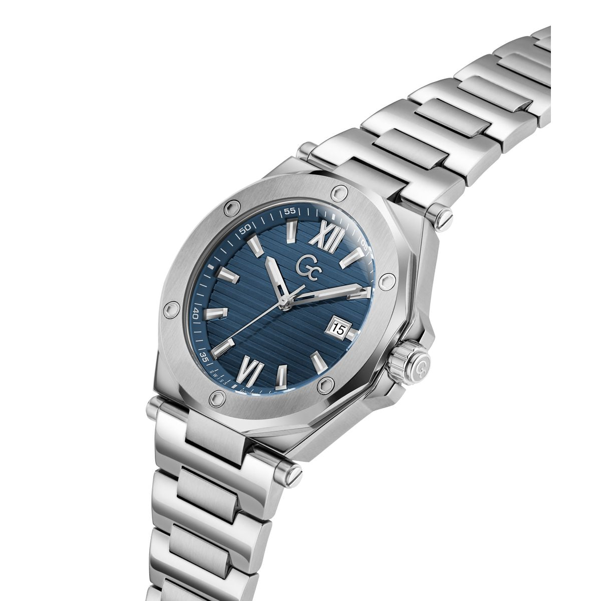 Gc Legacy Sleek Metal Men Watch Blue Dial Silver Stainless Steel Bracelet Z67001G7