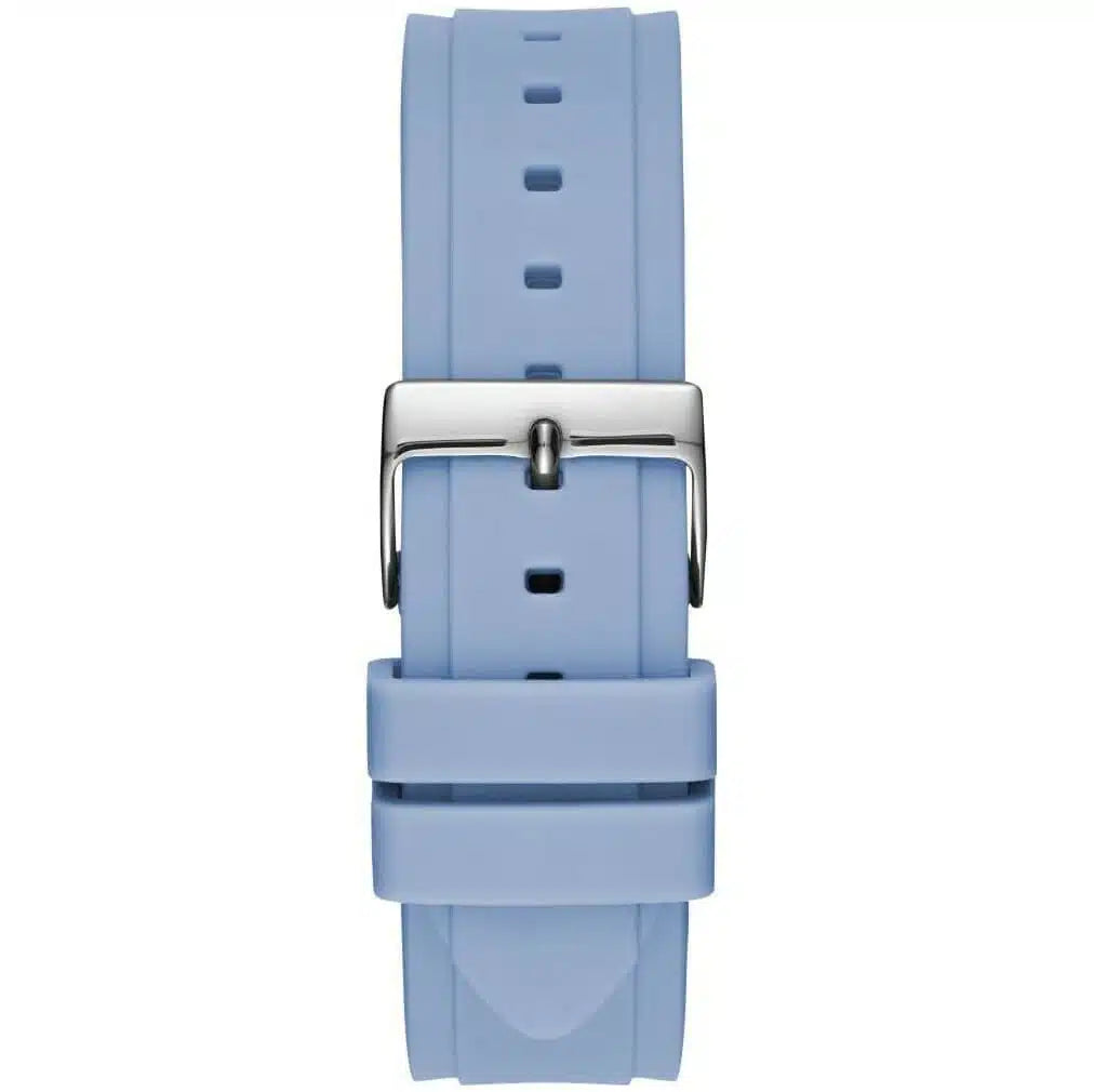 Guess Confetti Crystal Women's Watch with Silver Dial and Blue Rubber Strap - W1098L3