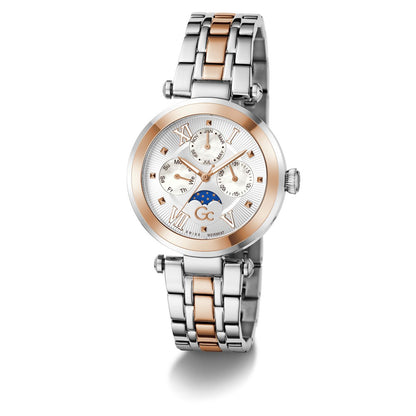 Gc TopChic Mid Size Metal Women Watch Silver & Rose Gold Stainless Steel Bracelet Z62001L2