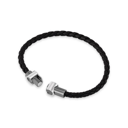 Cerruti 1881 Black Braided Leather Bracelet CIAGB0015203