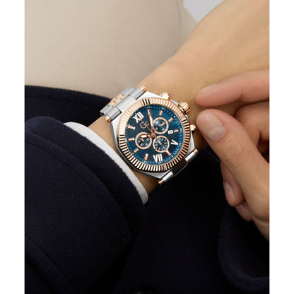 Gc Atlas Chrono Metal Men Watch Silver & Rose Gold Stainless Steel Bracelet Z66002G7